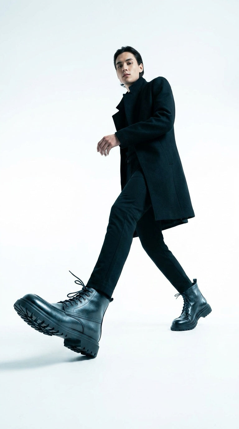 Leather Combat Boot - Black