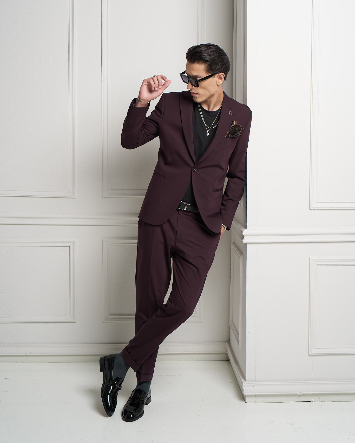 Burgundy Tailored Suit Jacket