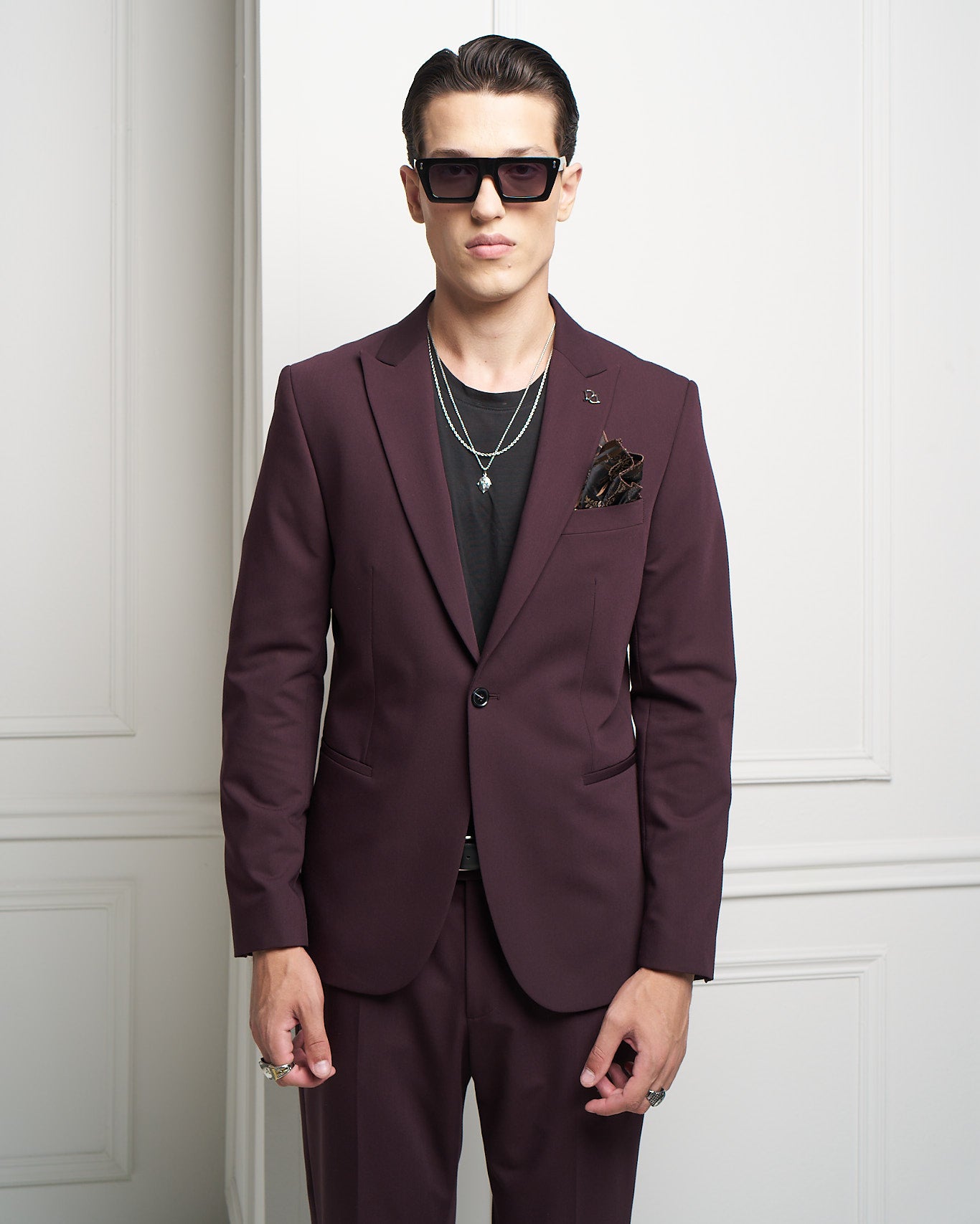 Burgundy Tailored Suit Jacket