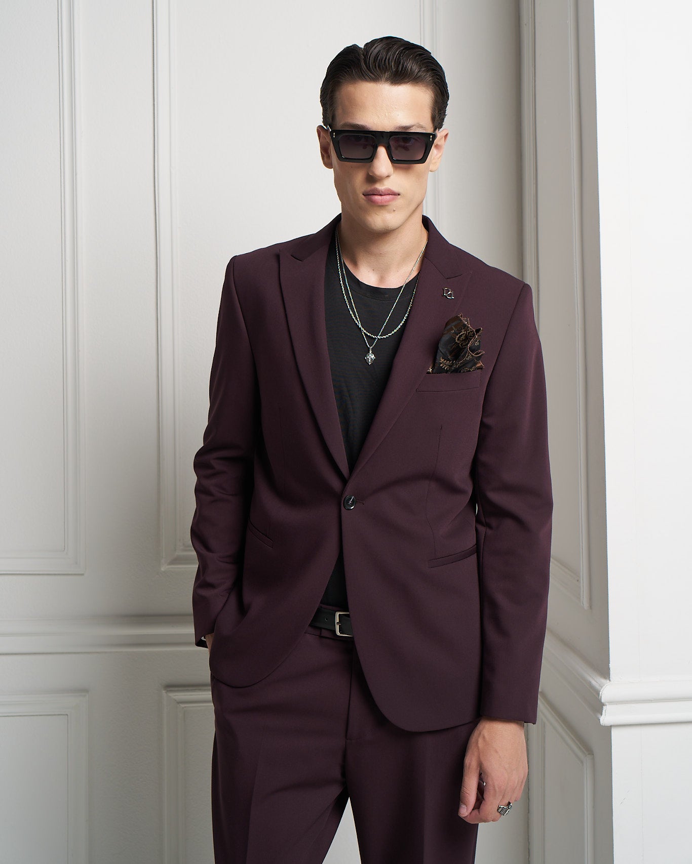 Burgundy Tailored Suit Jacket