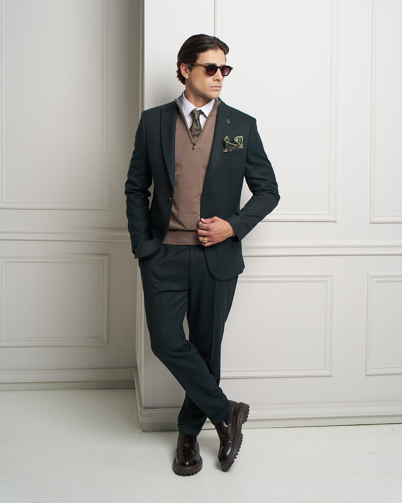 Deep Green One-Button Tailored Jacket