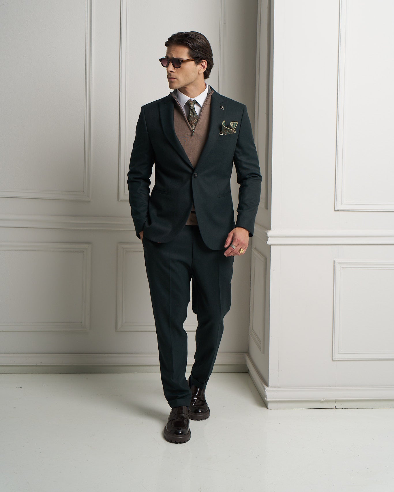 Deep Green One-Button Tailored Jacket