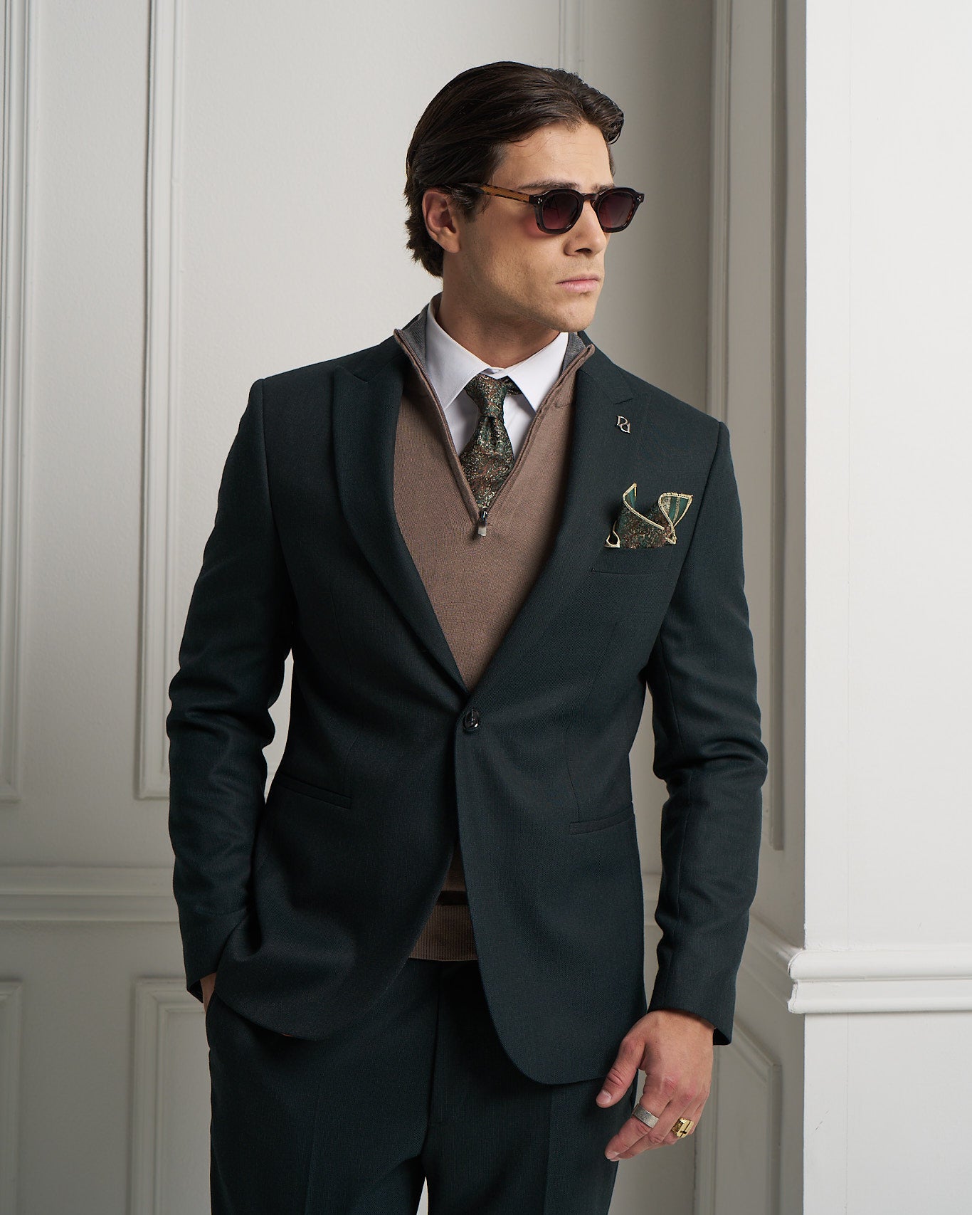 Deep Green One-Button Tailored Jacket