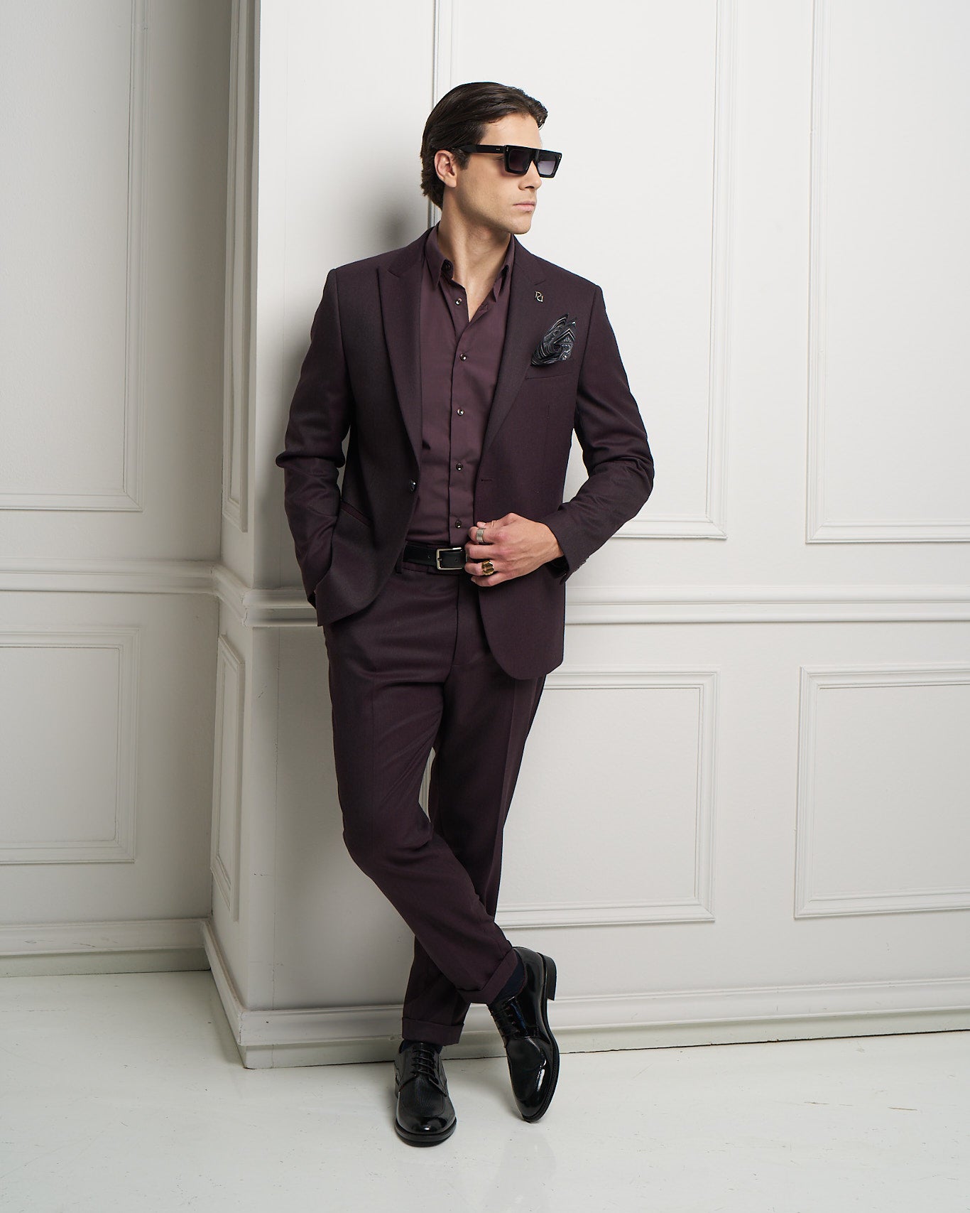 Burgundy One-Button Tailored Jacket