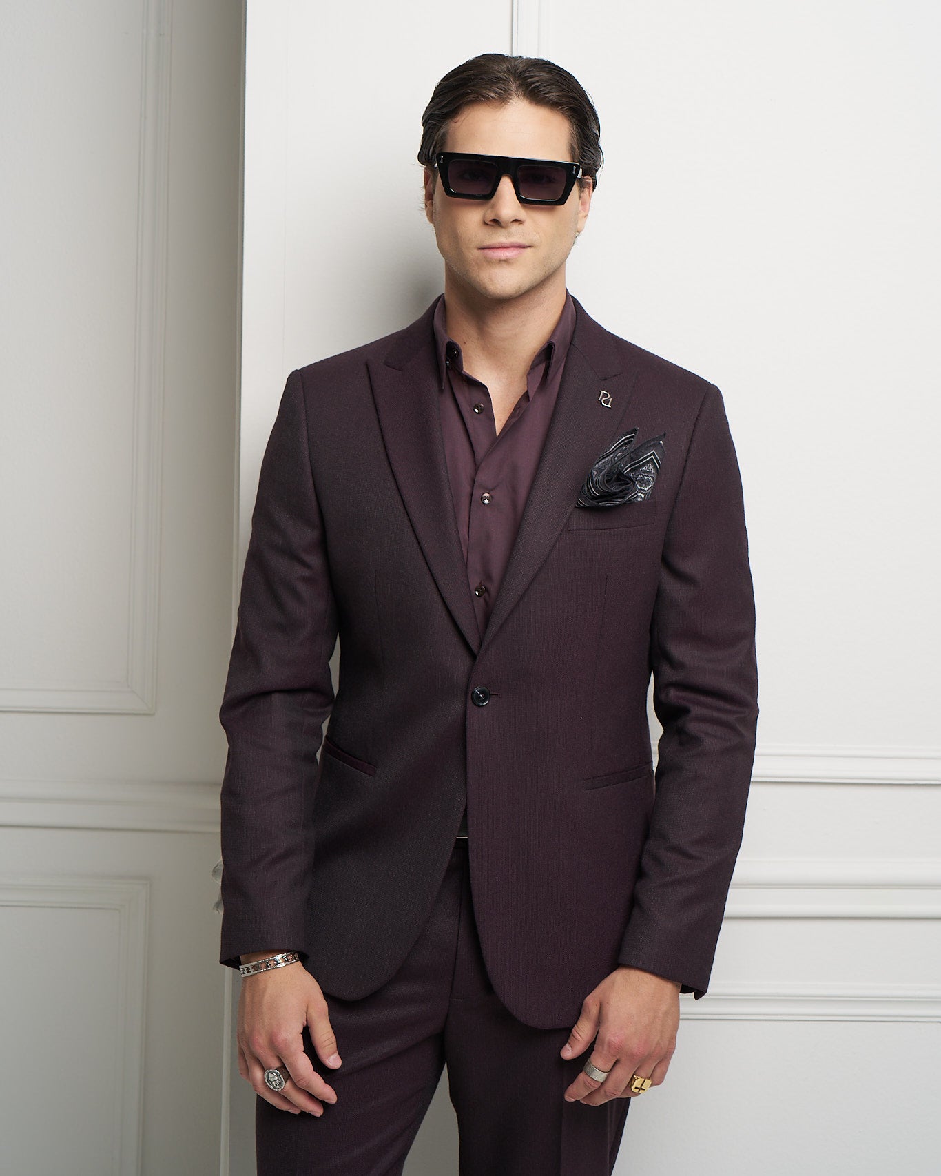 Burgundy One-Button Tailored Jacket
