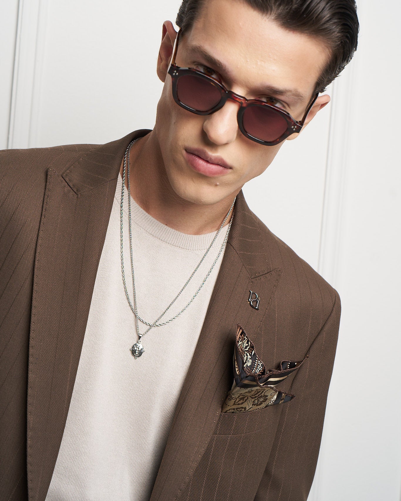 Chocolate Brown Pinstripe One-Button Tailored Jacket