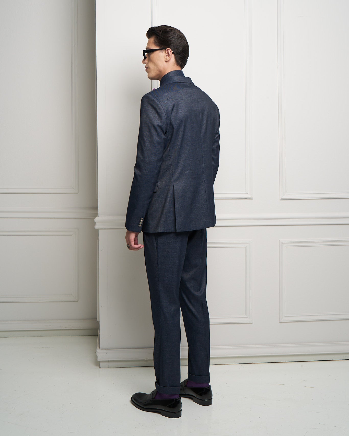 Blue Denim Double-Breasted Tailored Jacket