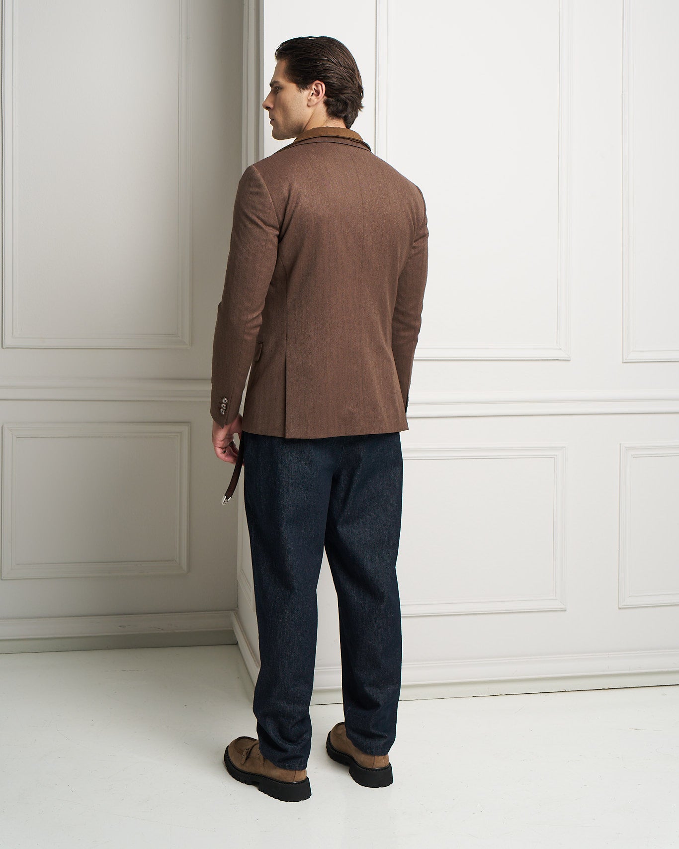 Chocolate Layered Tailored Jacket with Removable Zip-Up Insert