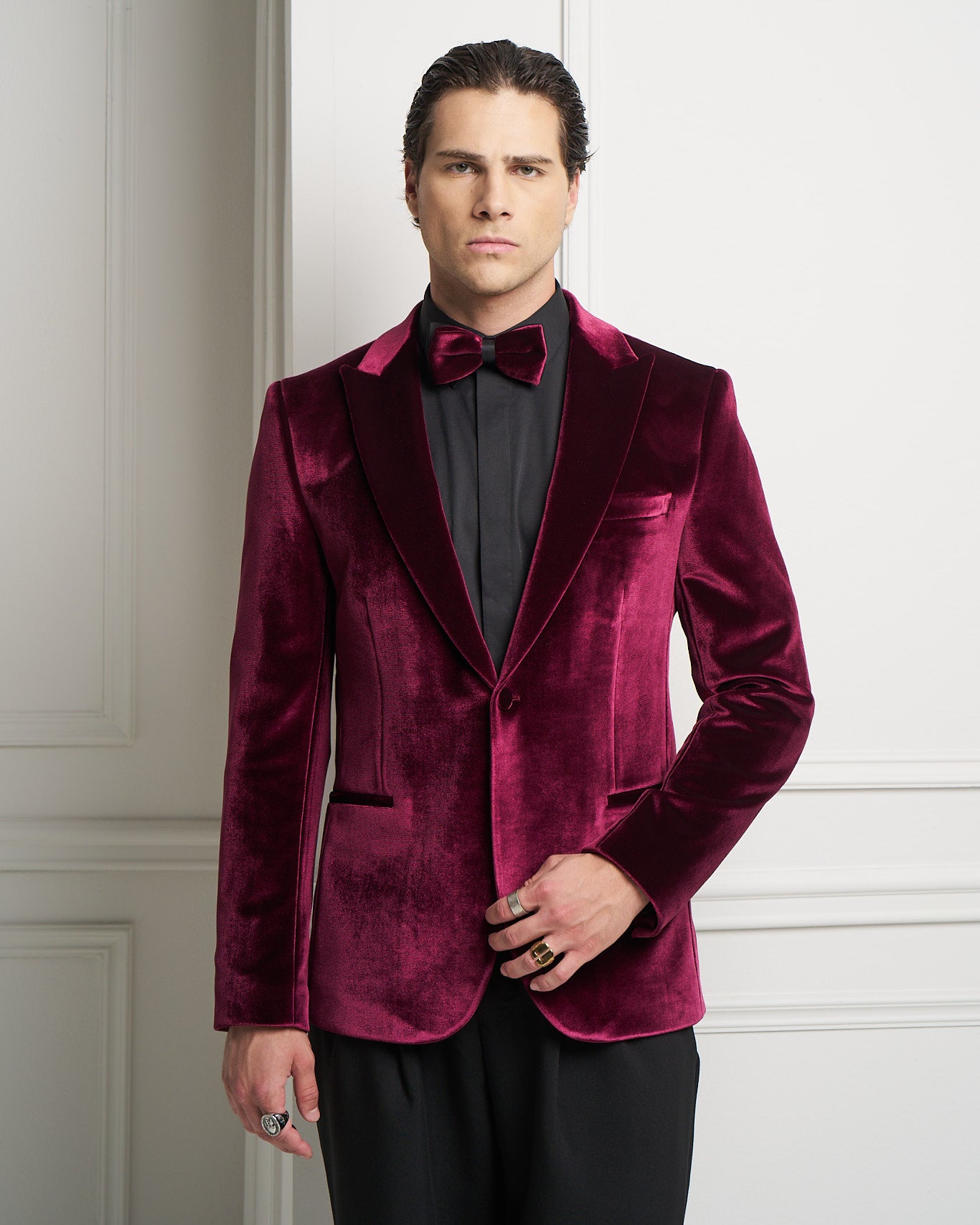 Burgundy Velvet Tuxedo Jacket