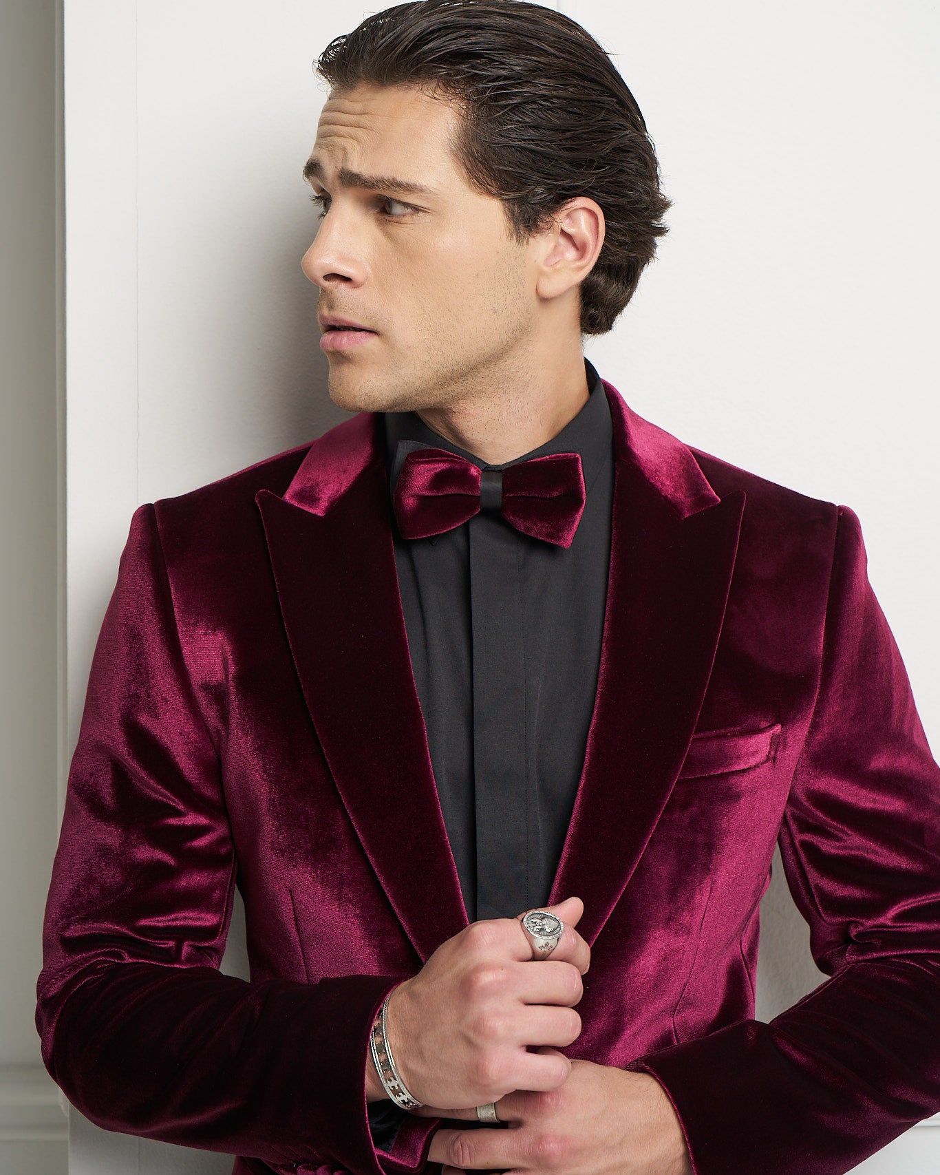 Burgundy Velvet Tuxedo Jacket