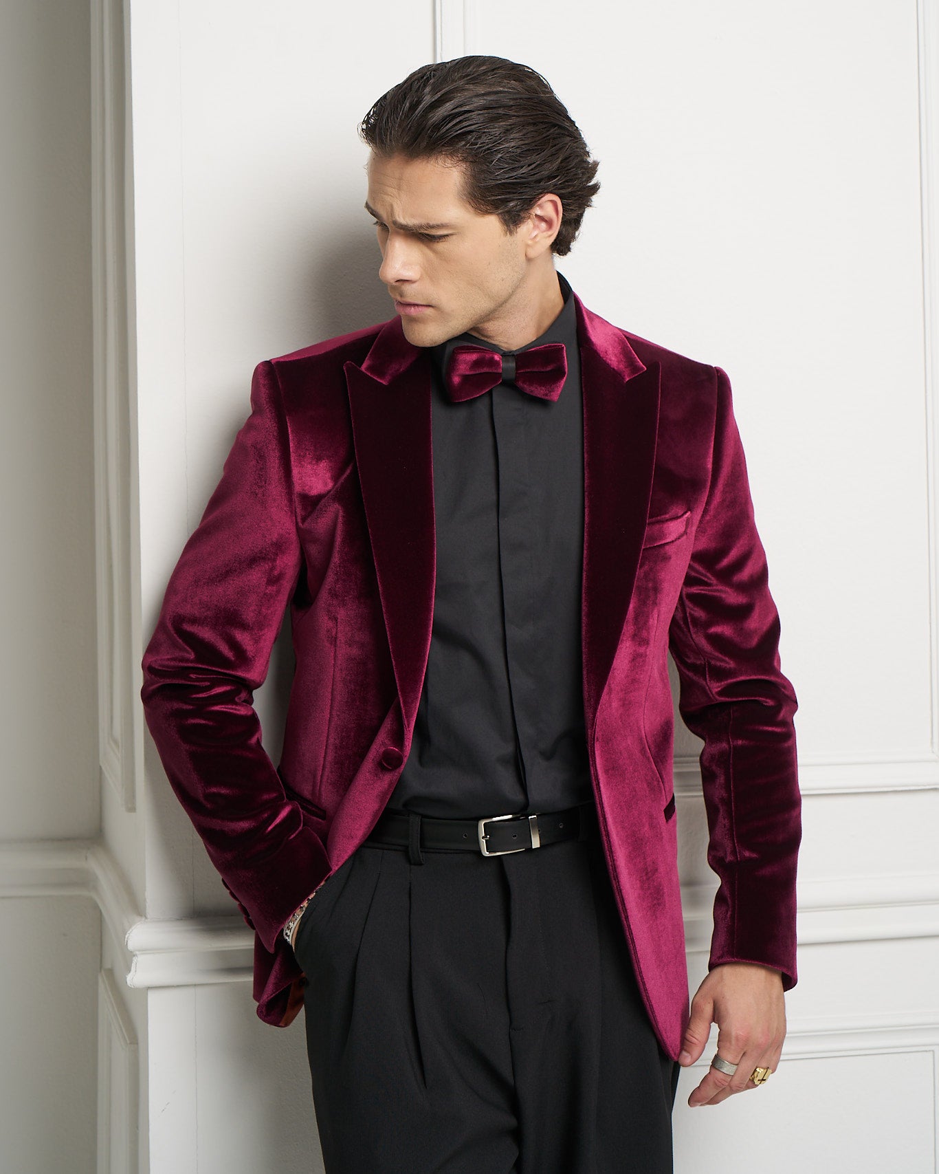 Burgundy Velvet Tuxedo Jacket