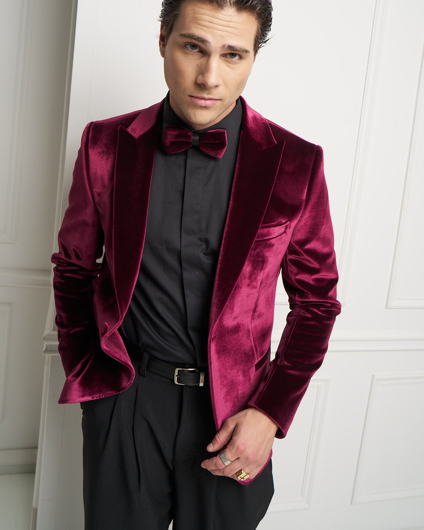 Burgundy Velvet Tuxedo Jacket