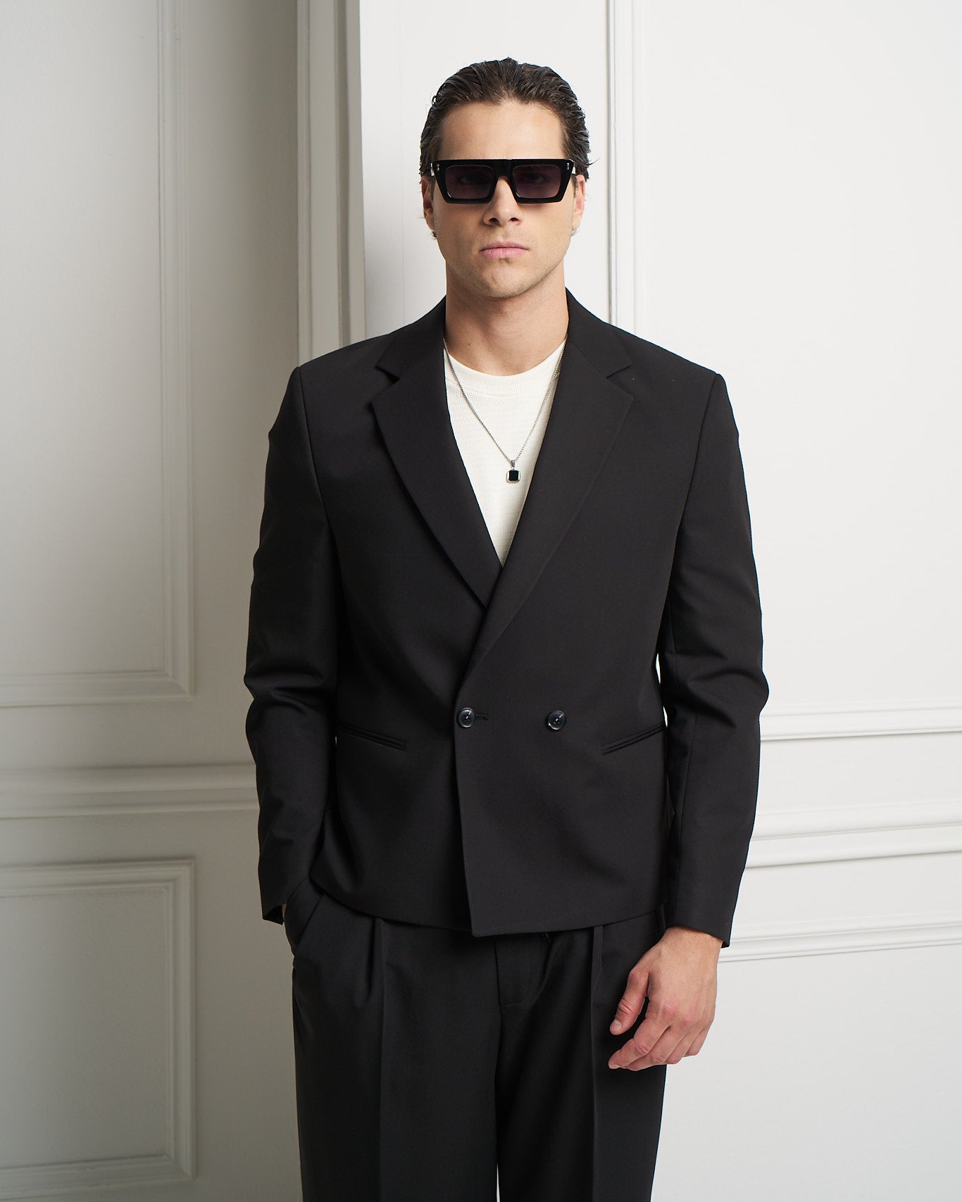 Black Double-Breasted Jacket