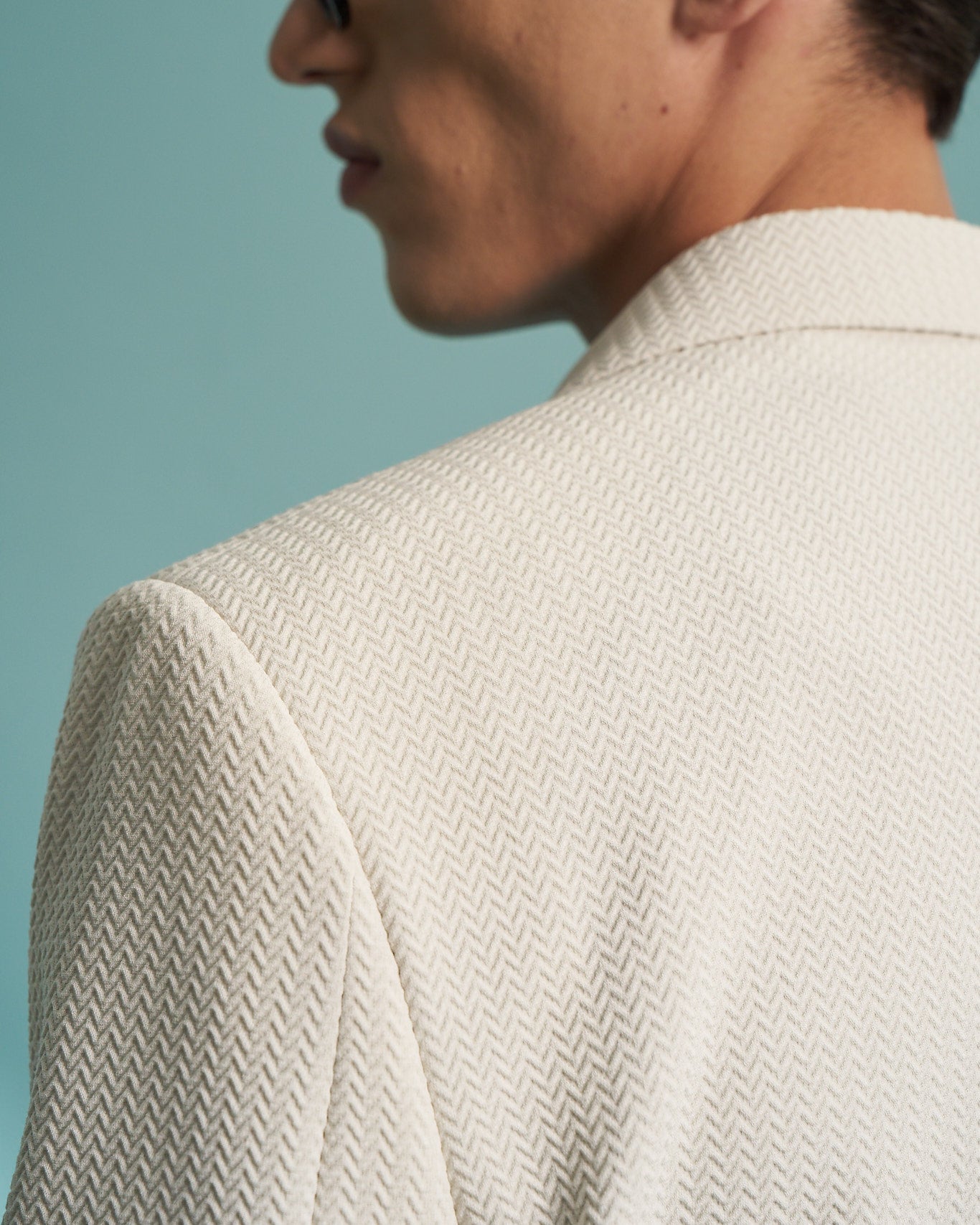 Ivory Textured Double-Breasted Jacket