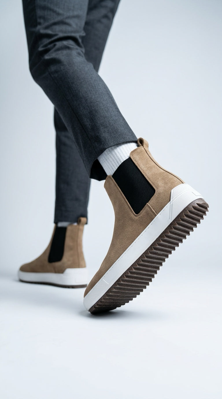 Suede Chelsea Sneaker Boot - Sand