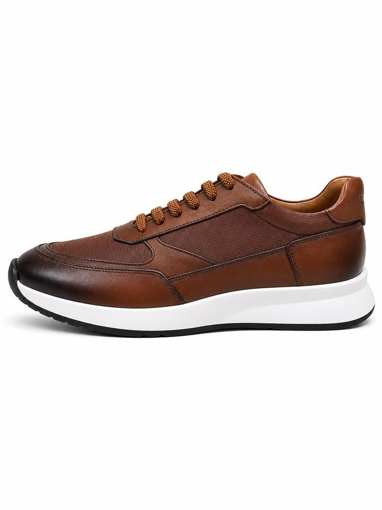 Leather & Knit Runner Sneaker - Taba