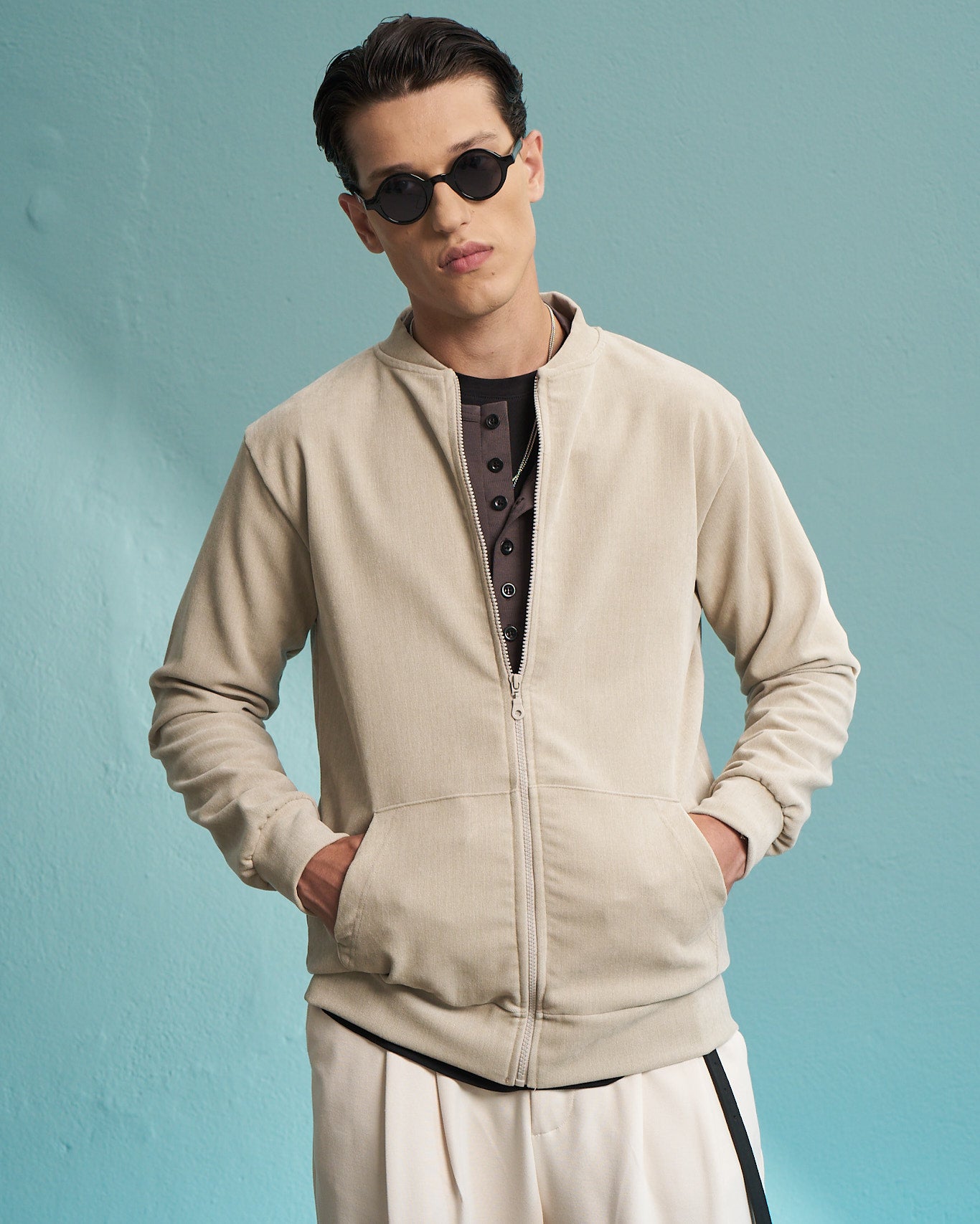 Beige Premium Zip Jacket