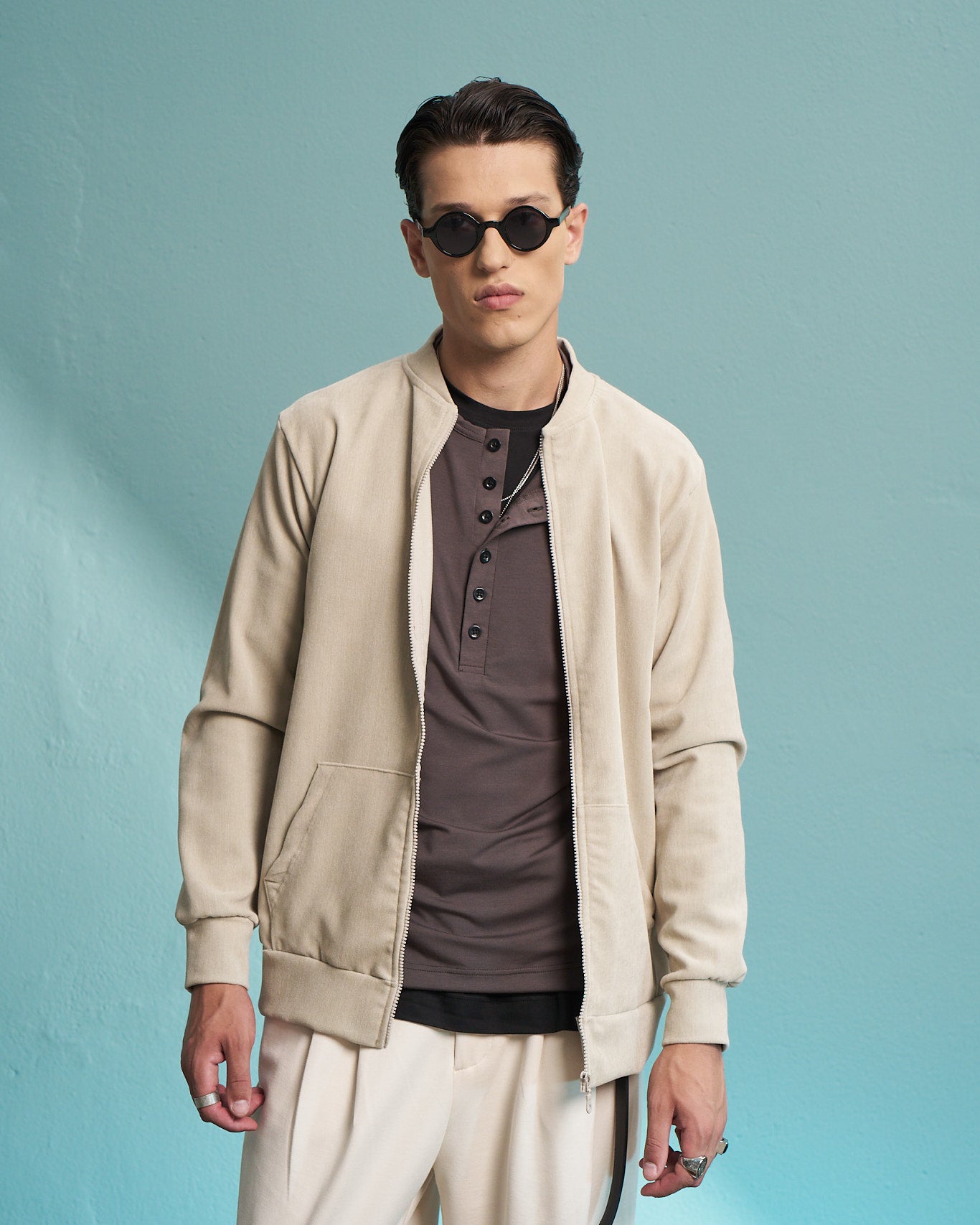 Beige Premium Zip Jacket