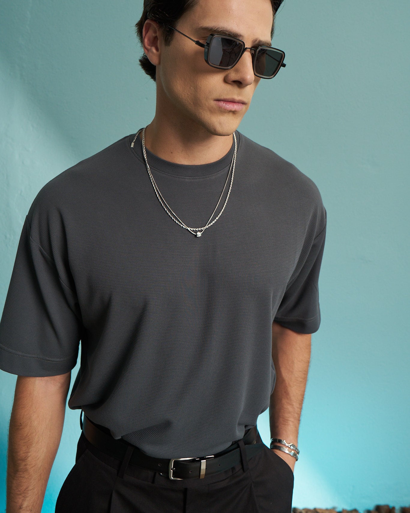 Charcoal Premium Textured Oversized T-Shirt