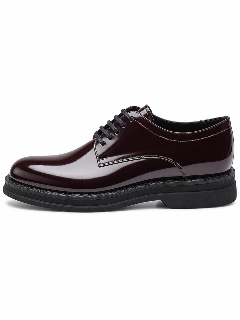 Patent Leather Derby Shoe - Burgundy