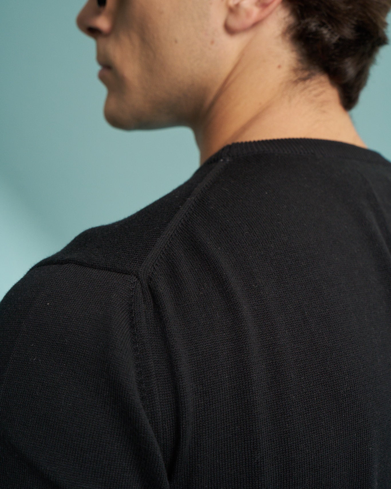 Black 100% Cotton Crew Neck Sweater