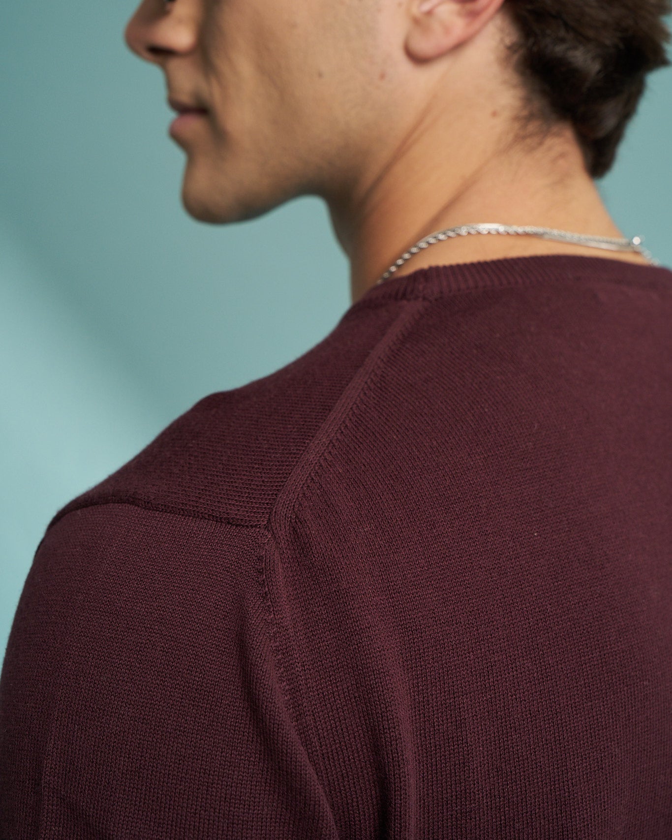 Burgundy 100% Cotton Crew Neck Sweater