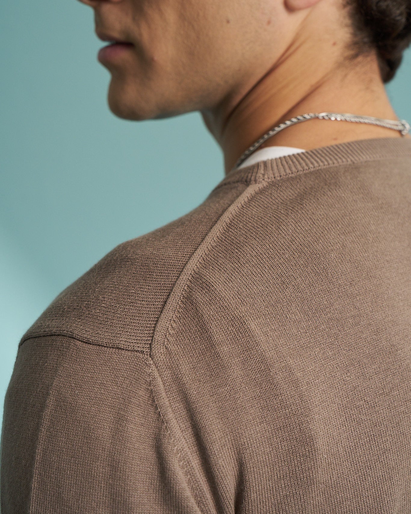 Taupe 100% Cotton Crew Neck Sweater