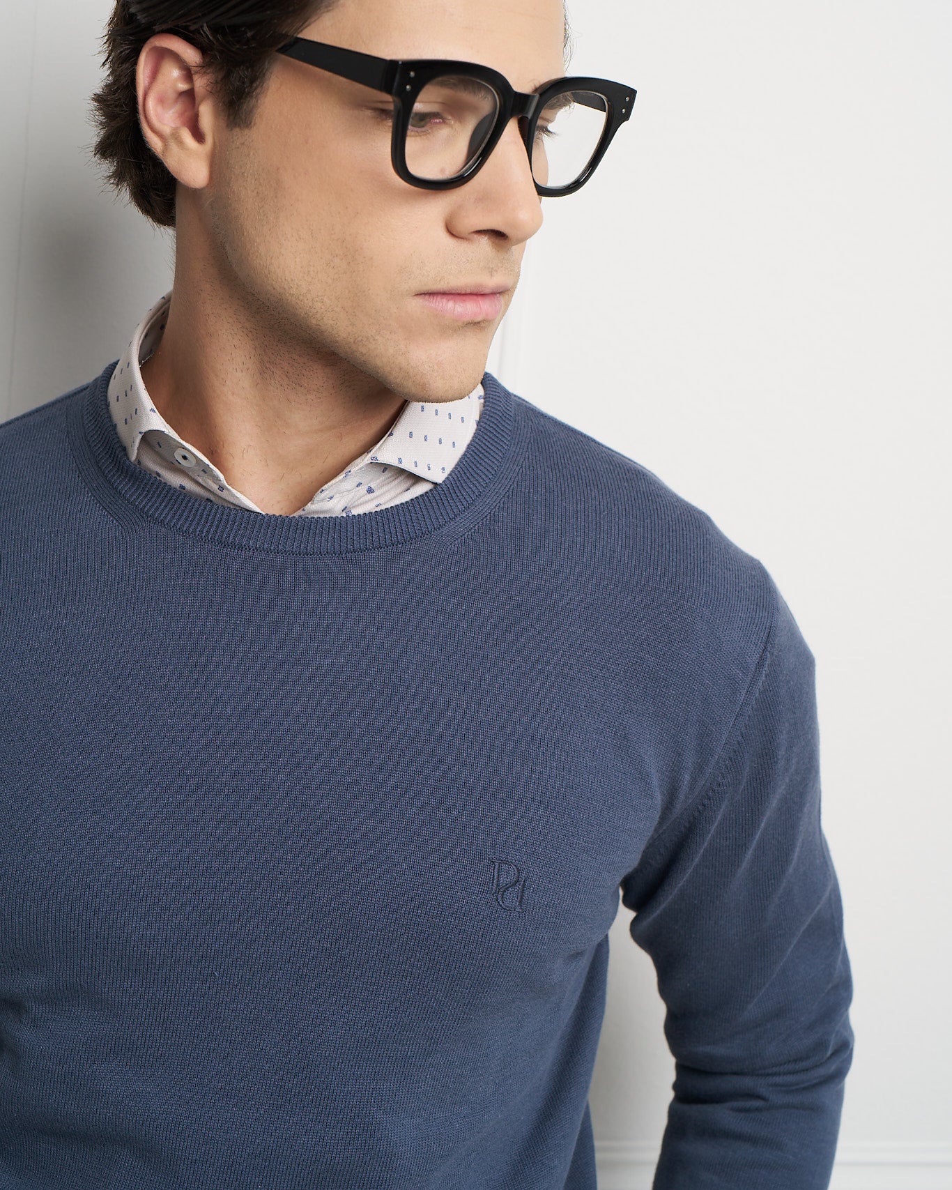 Indigo 100% Cotton Crew Neck Sweater