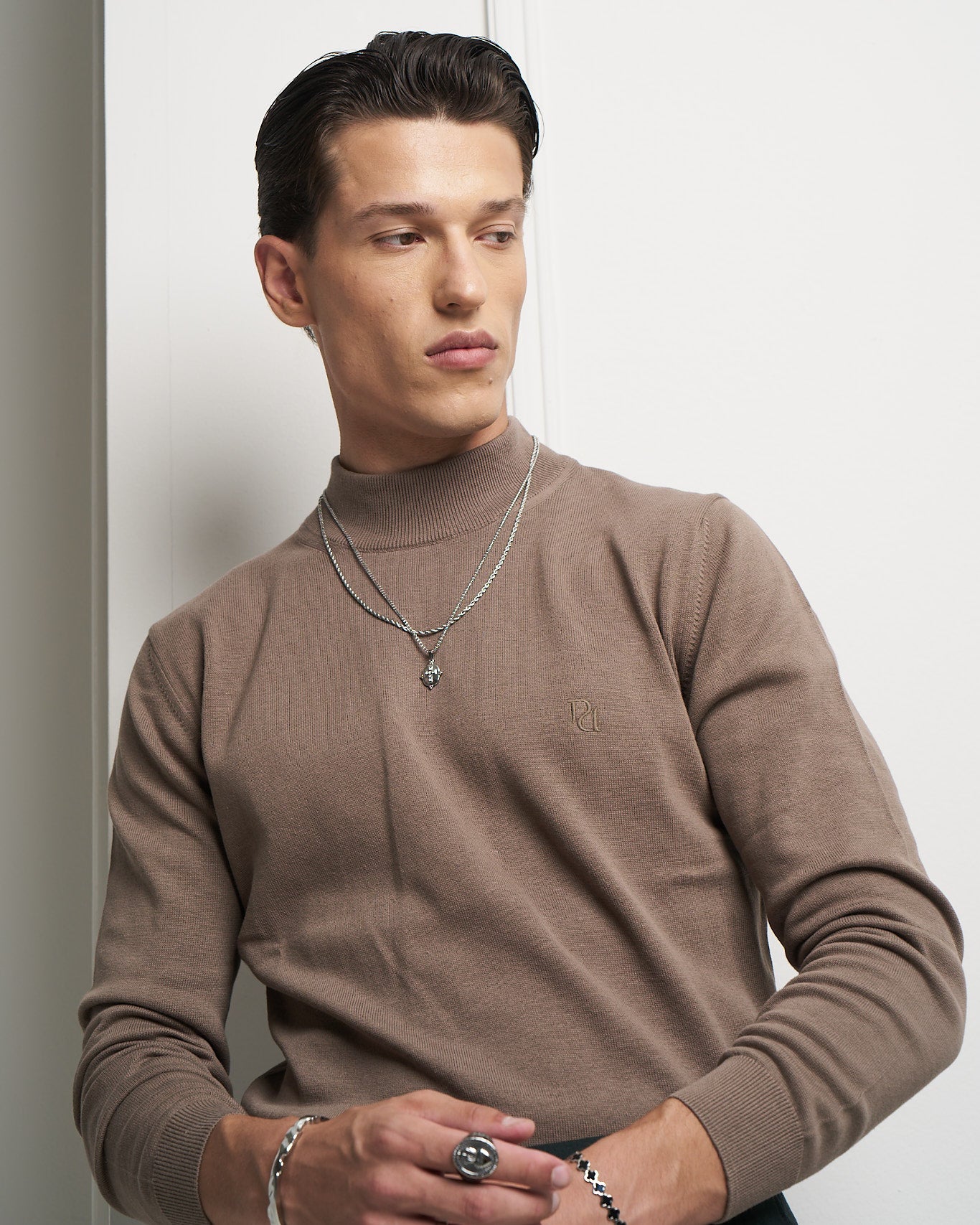 Fango 100% Cotton Mock Neck Sweater