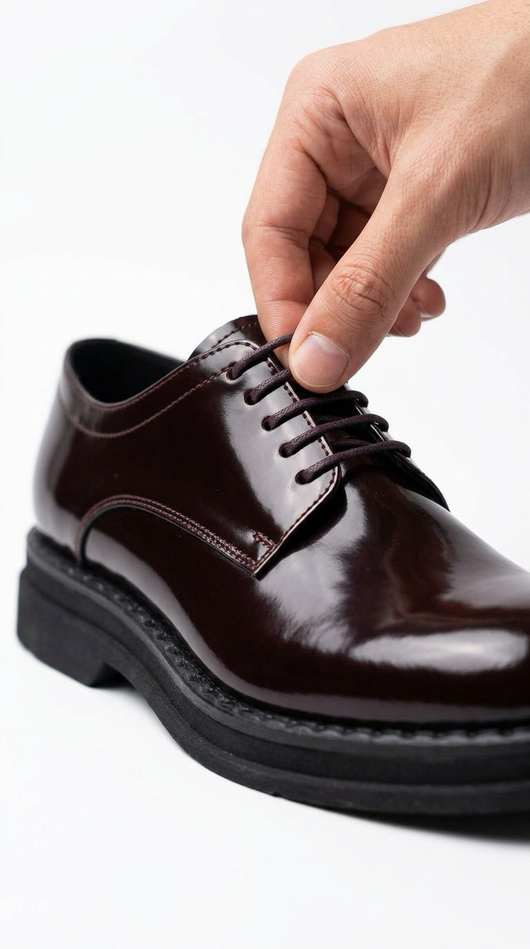 Patent Leather Derby Shoe - Burgundy