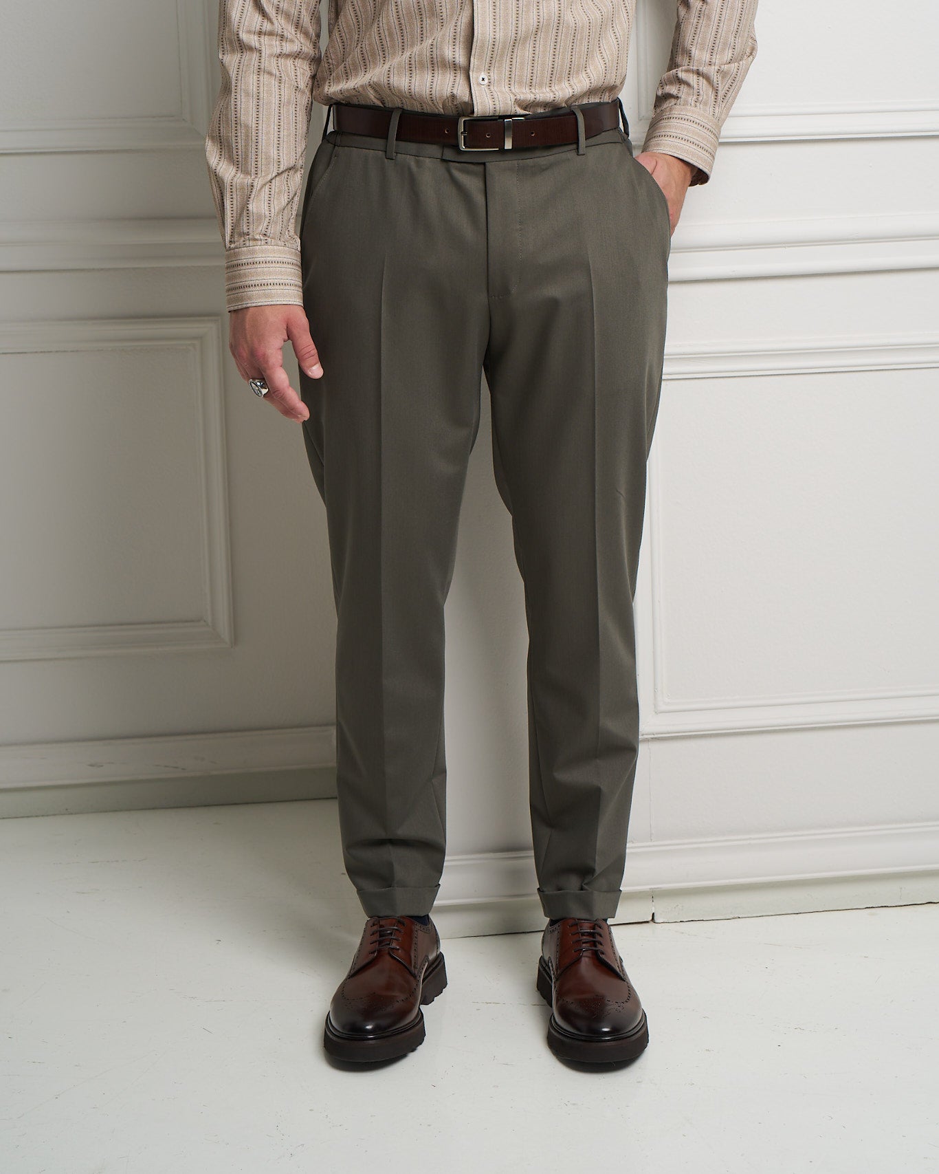 Olive Tailored Slim Fit Trousers