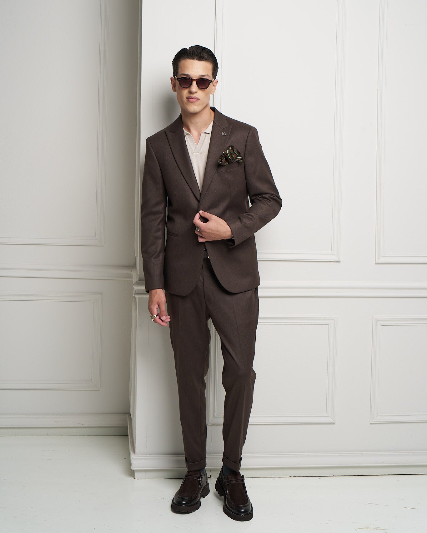 Brown Tailored Slim Fit Trousers