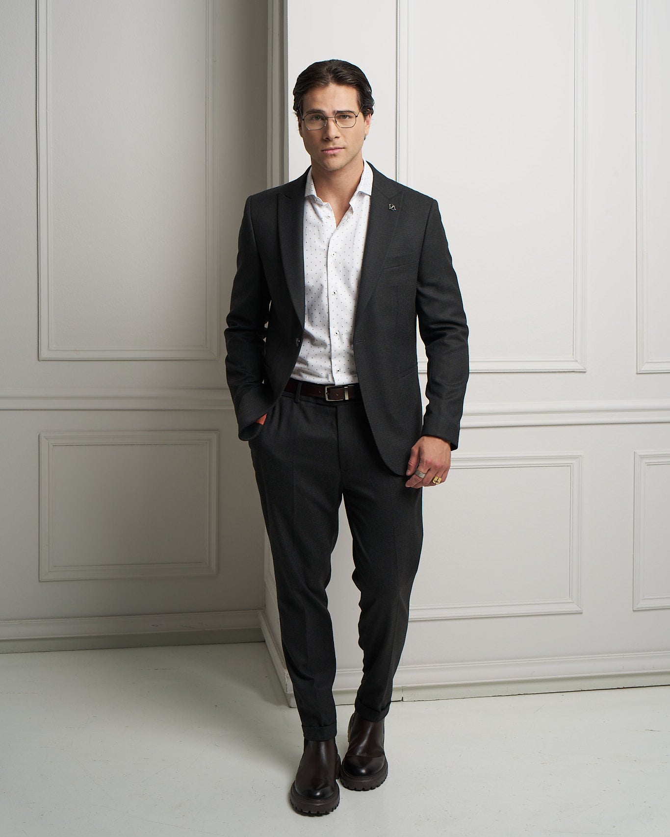 Dark Grey Tailored Slim Fit Trousers