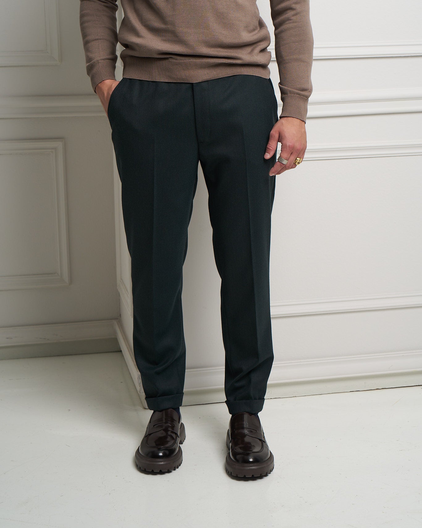 Garden Green Tailored Slim Fit Trousers
