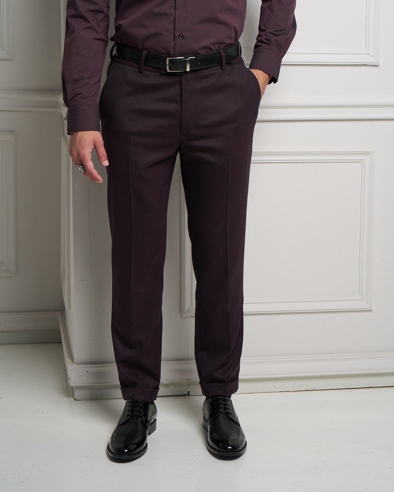 Deep Plum Tailored Slim Fit Trousers