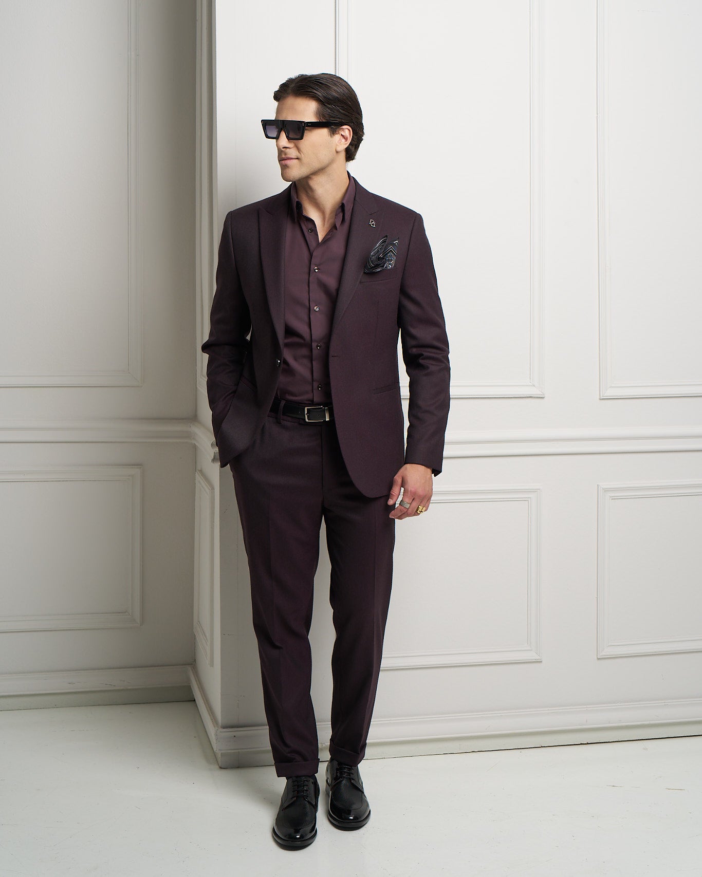 Deep Plum Tailored Slim Fit Trousers