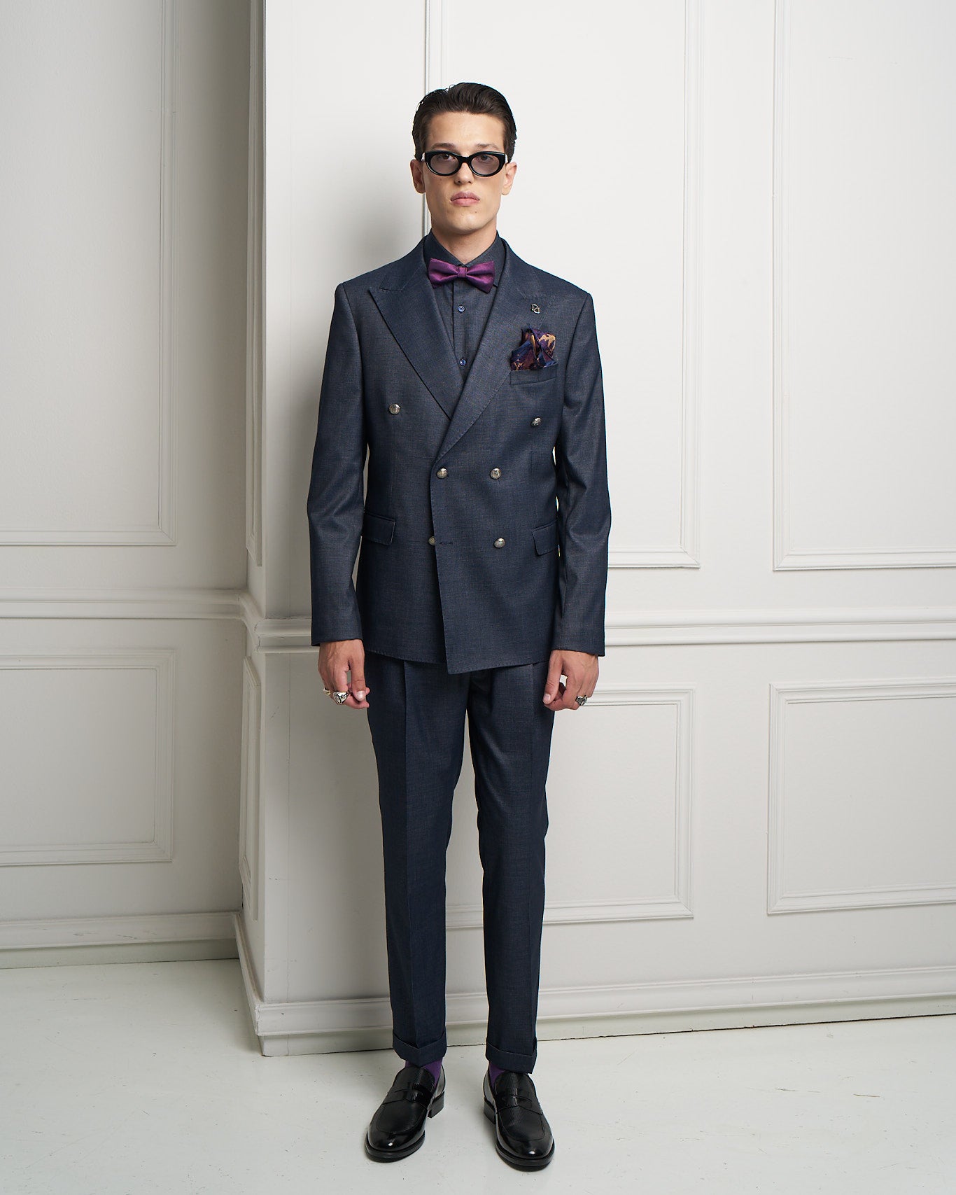 Navy Gurkha Tailored Slim Fit Trousers