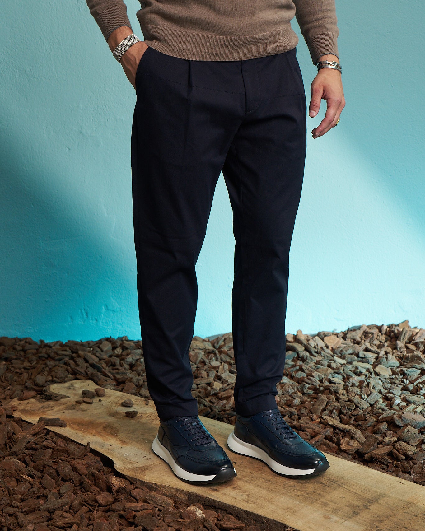 Navy Performance Slim Tapered Trousers