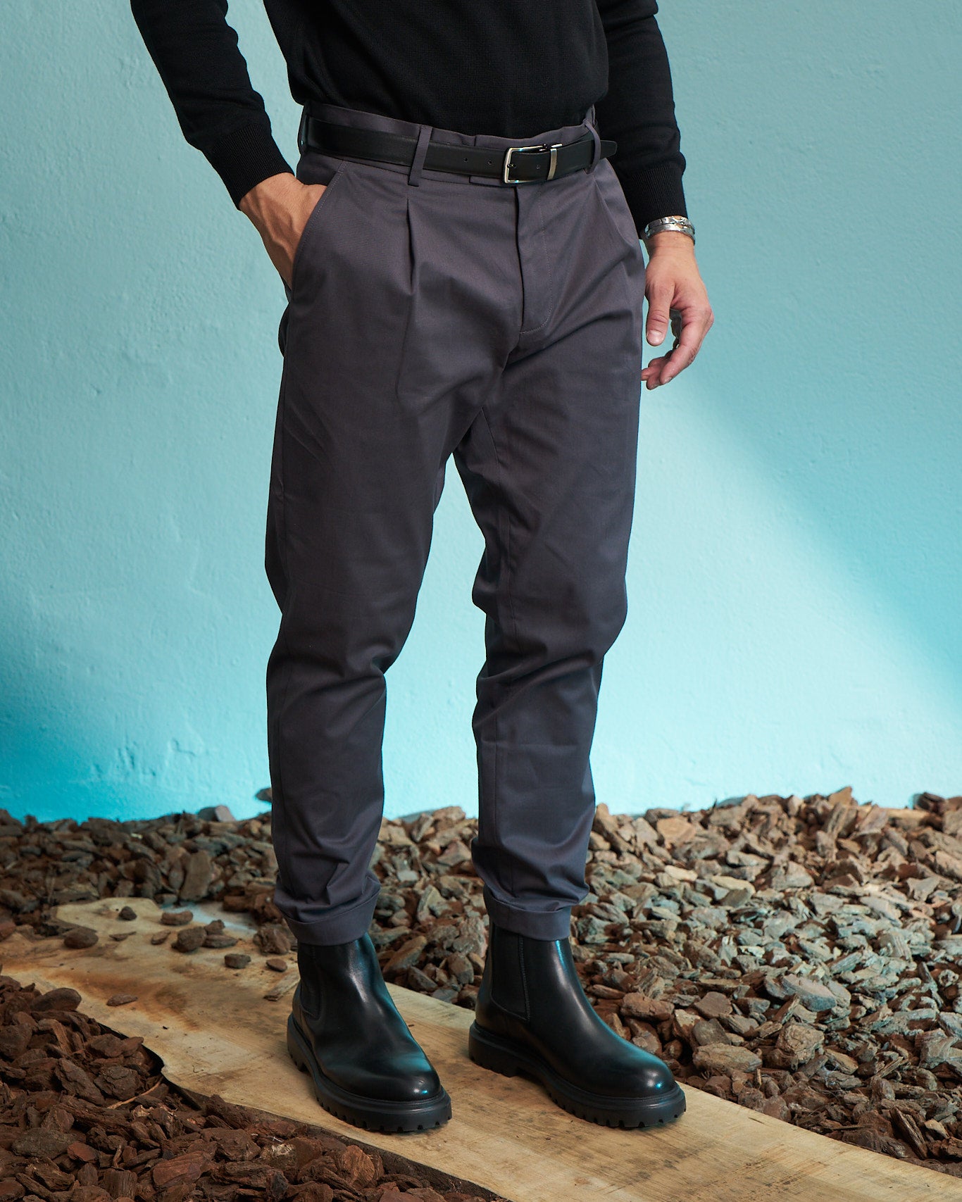Grey Performance Slim Tapered Trousers