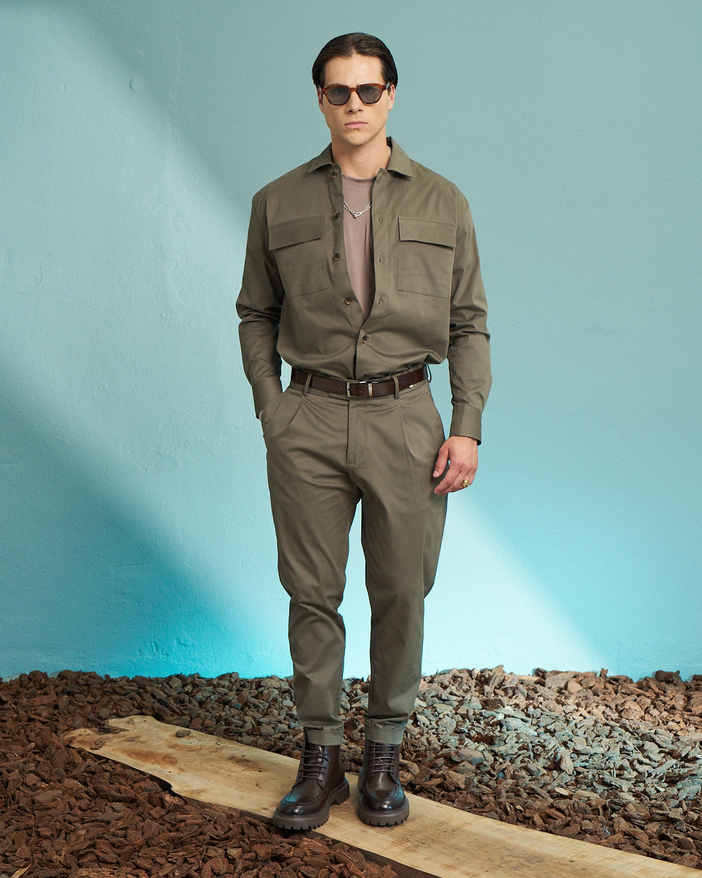 Olive Performance Slim Tapered Trousers