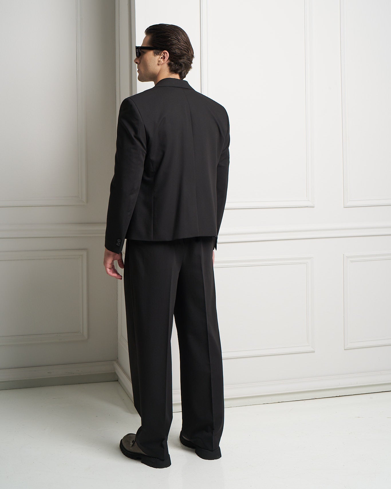 Black Wide Leg Pleated Trousers