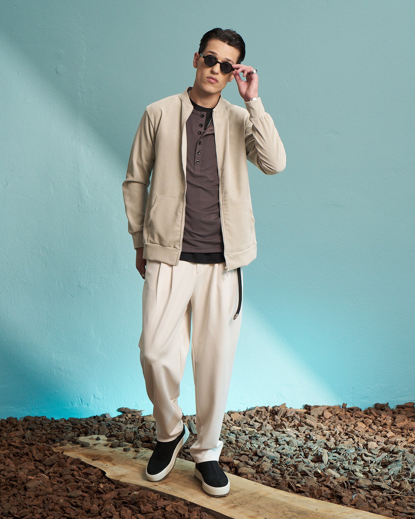 Vanilla Double Pleated Relaxed Trousers
