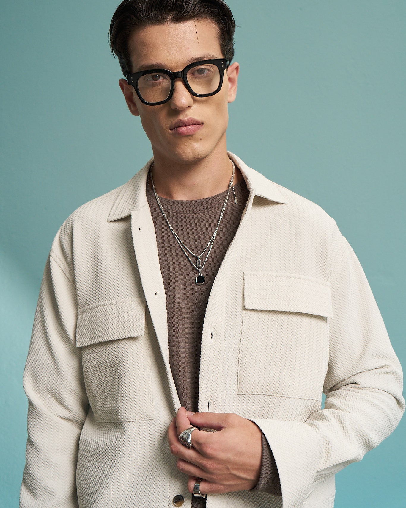 Offwhite Textured Utility Overshirt