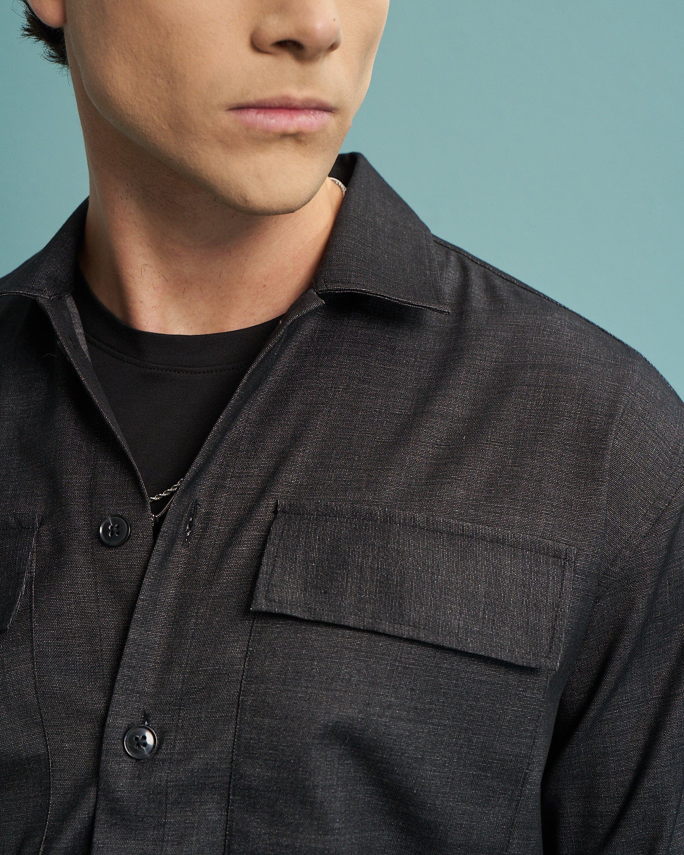 Black Denim Utility Overshirt