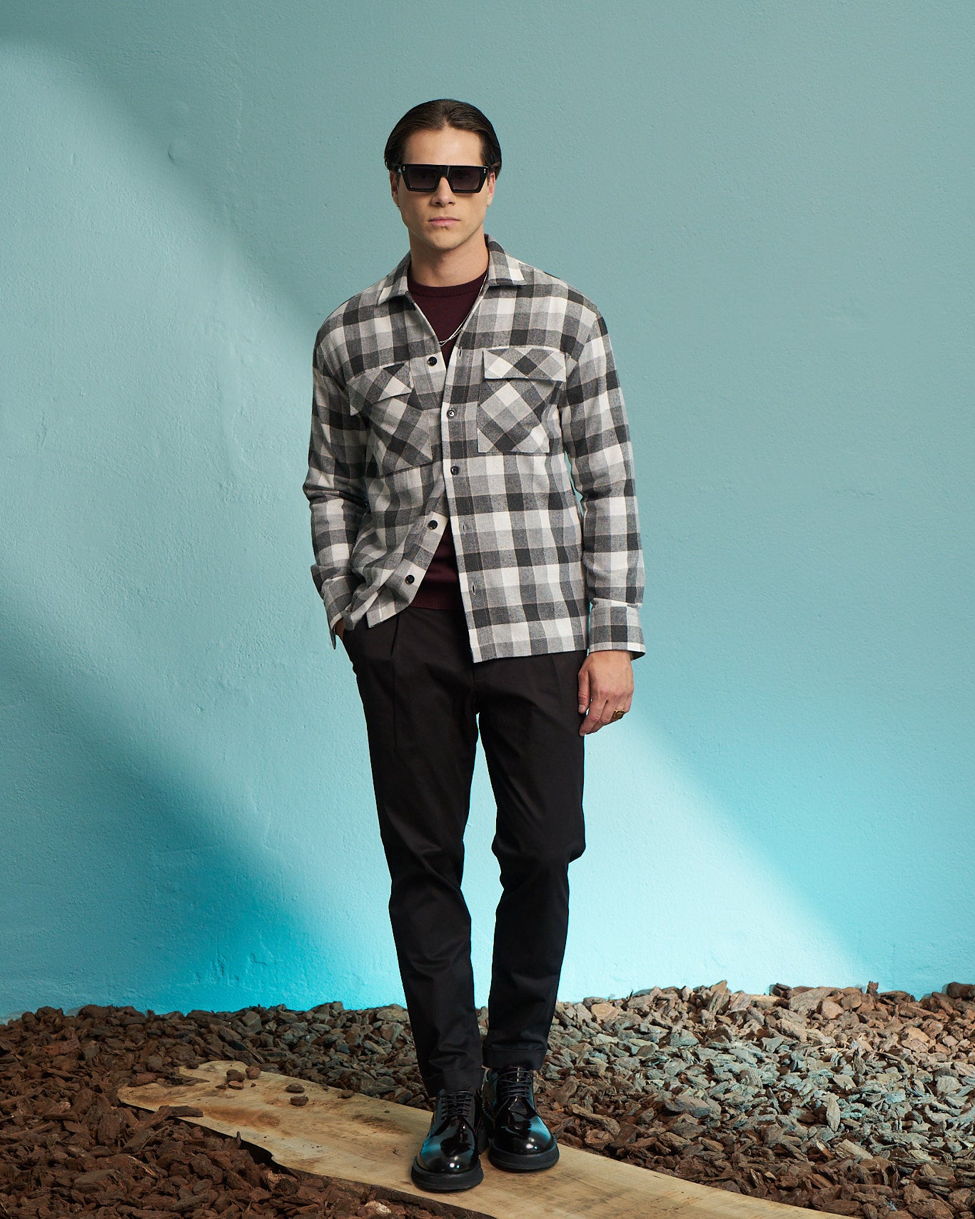 Grey Check Overshirt