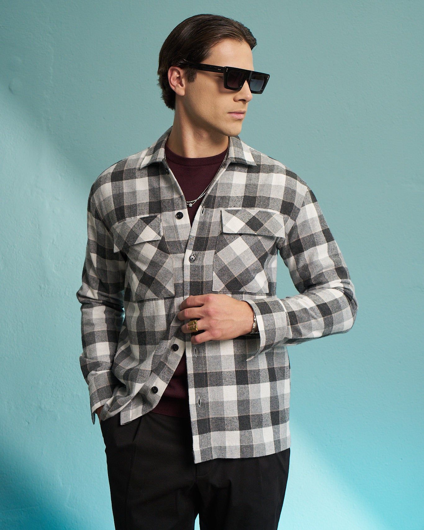 Grey Check Overshirt