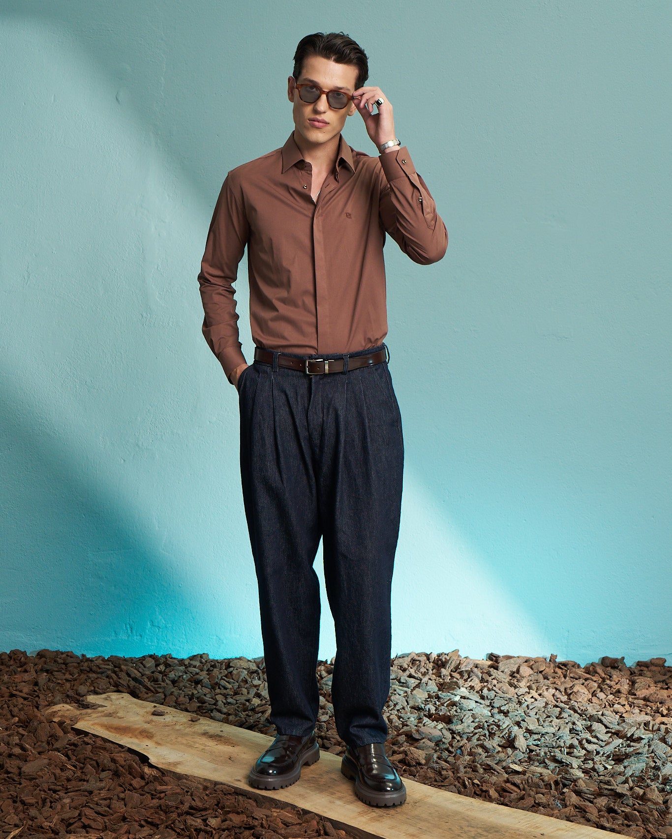 Light Brown Essential Stretch Shirt