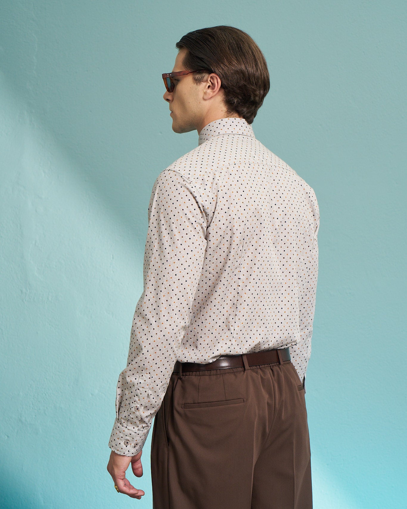 Ivory Micro Dot Stretch Shirt