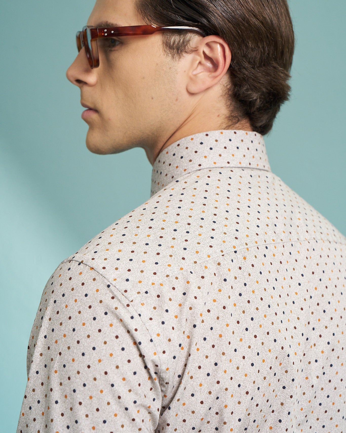 Ivory Micro Dot Stretch Shirt