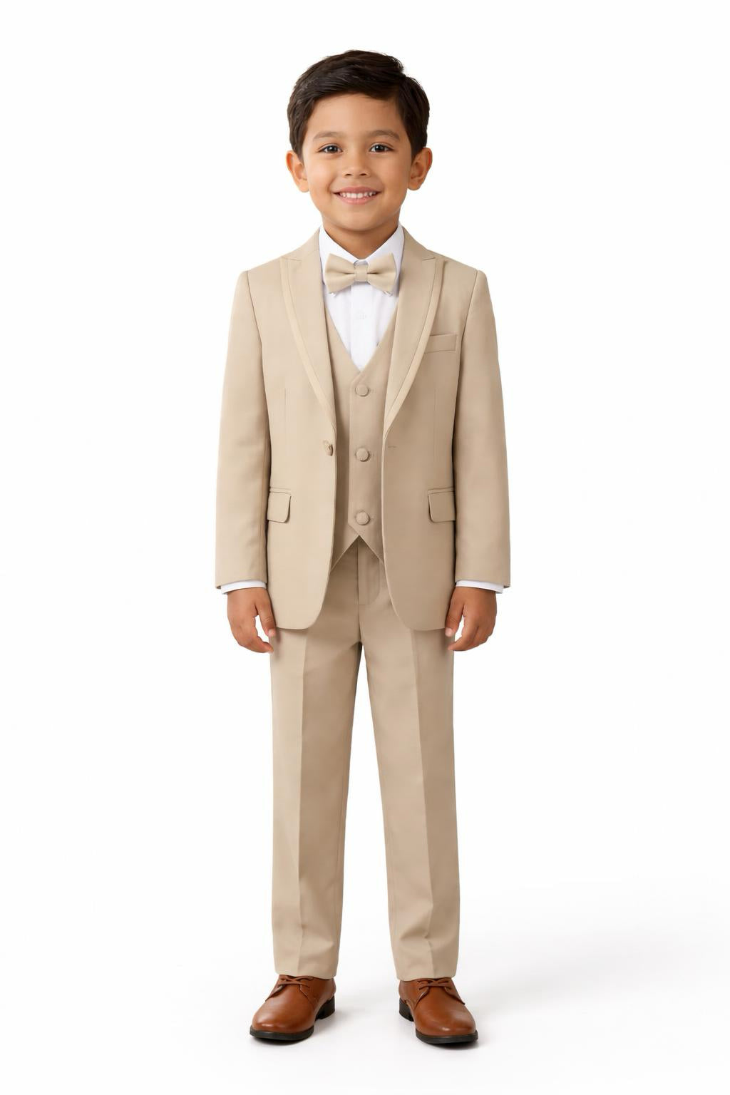 Boys’ 5-Piece Formal Suit – Beige (Ages 1–10)